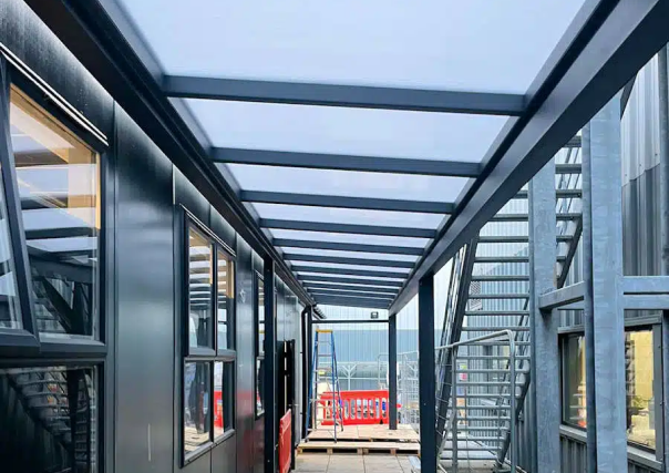 Spaceshade walkway canopy at Triumph Motorcycles, Hinckley